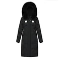 thumbnail image 4 of IROINNID Women's Hooded Puffer Coat Solid Color Long Sleeve Warm Casual Zippers Loose Warm Coat Tops, Black, 4 of 4