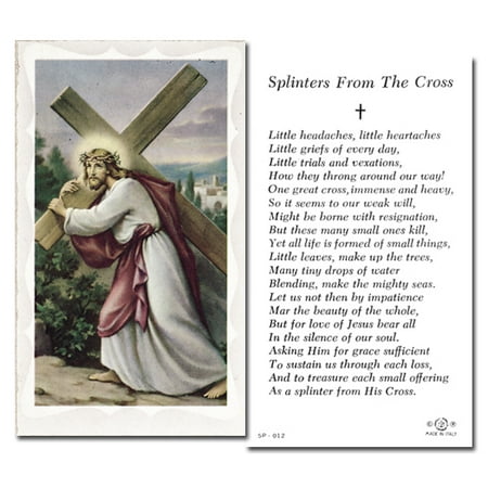 

Splinters From The Cross Holy Card | Paper Holy Prayer Card with Gold Edges | Pack of 100 | Blank Back | Jesus | 2 x 4