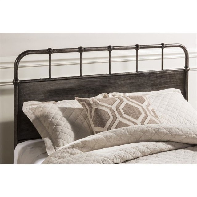 Bowery Hill Traditional Queen Panel Headboard in Rubbed Black