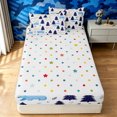 thumbnail image 4 of Manfei Jungle Bear Zipper Full Size Comforter Sets with Fitted Sheet and 2 Pillowcases, Woodland Rustic Tree Zipper Bedding Set, White Navy, Polkadot Reversible, 4 Pieces, 4 of 7