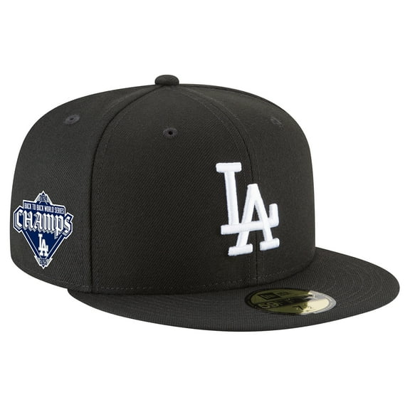 Men's New Era Black Los Angeles Dodgers 2024/25 Back-to-Back Champions Diamond Side Patch 59FIFTY Fitted Hat
