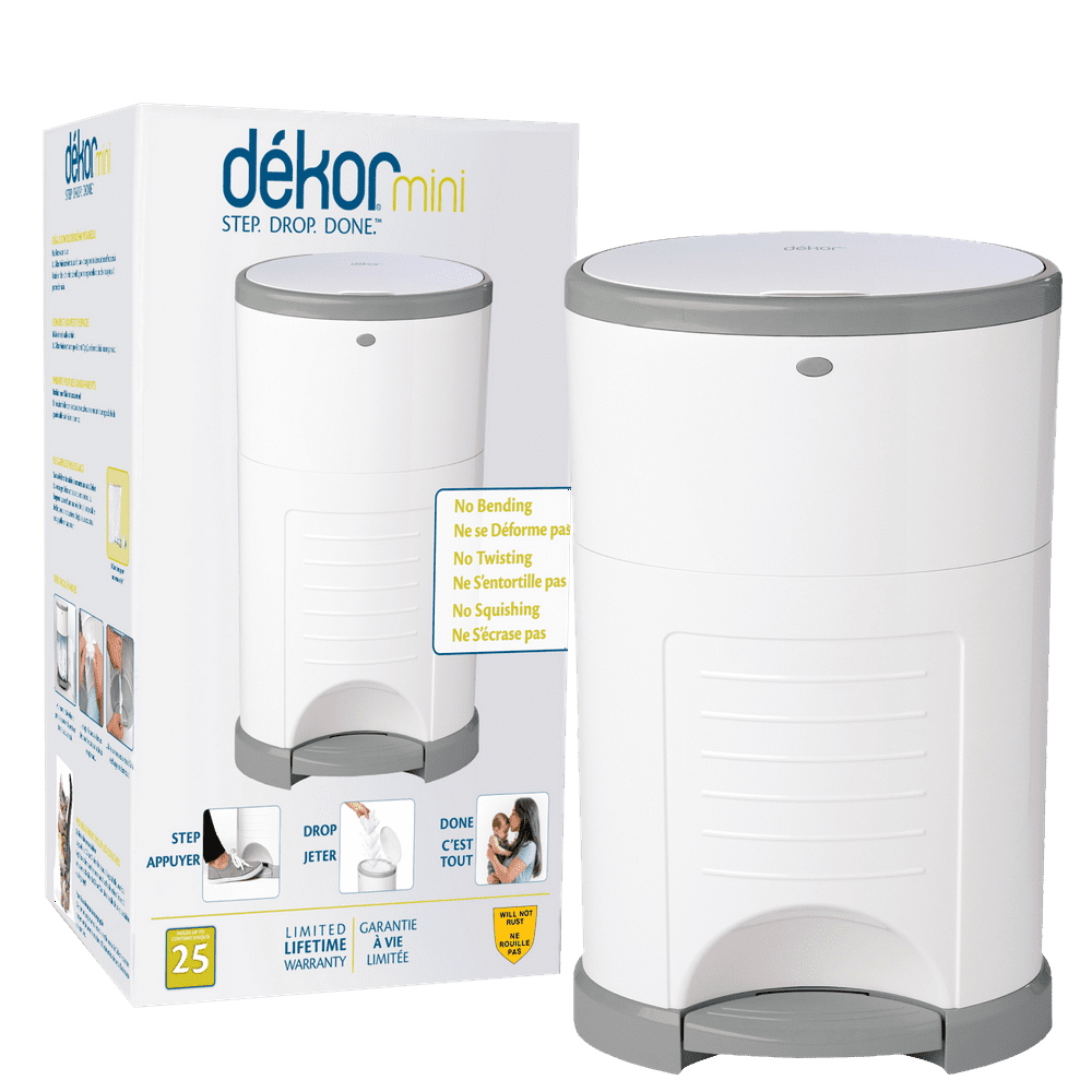 Dekor Mini HandsFree Diaper Pail, White