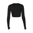 thumbnail image 6 of Liacowi Women Long Sleeve Cropped Top Long Sleeve Tie Up Slim Low Cut T-shirt Sexy Streetwear, 6 of 7
