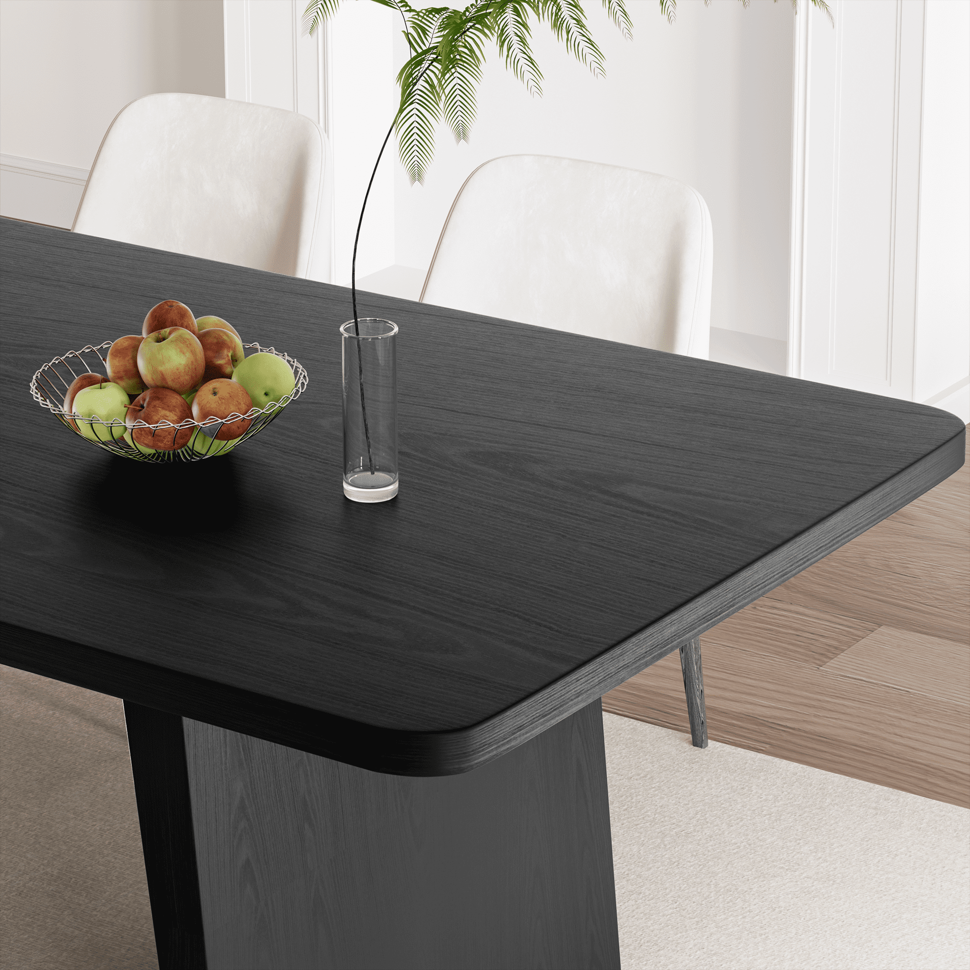 MAYEERTY Modern 79*36*29" Black Rectangular Dining Table with Splayed Legs, Seats 8