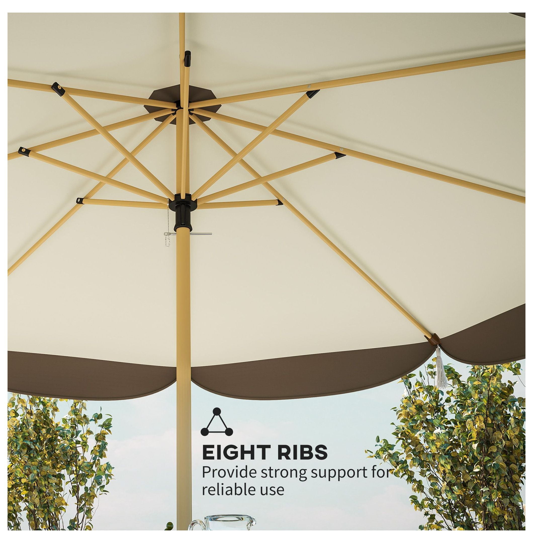 9FT Patio Umbrella, UPF 50+ Outdoor Market Umbrella - Vented, 8 Ribs, Cream White for Deck, Backyard, Lawn