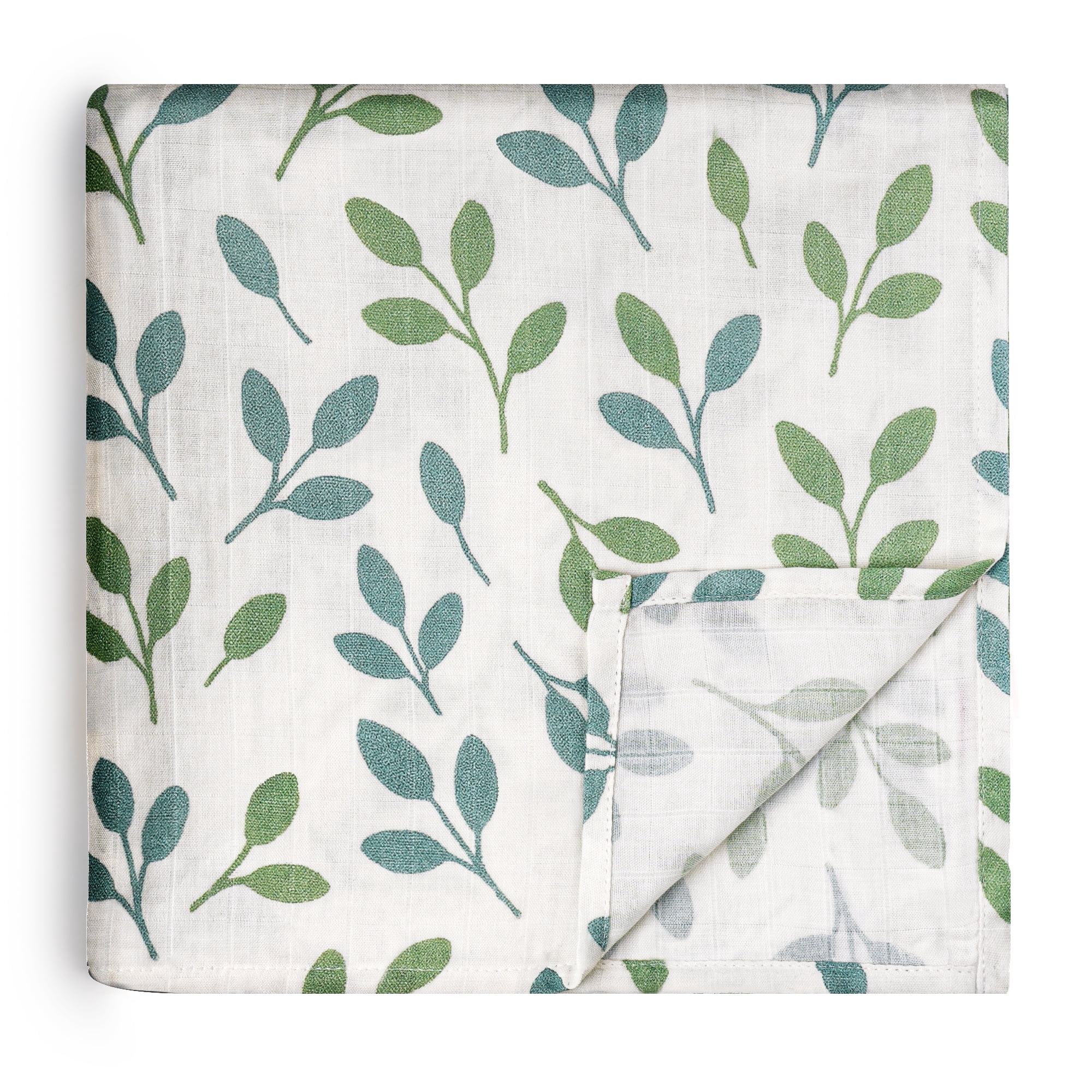 HECCEI Muslin Swaddle Blankets 47" x 47", Bamboo Cotton Swaddle Blanket Unisex Newborn Essentials, Leafy Canopy