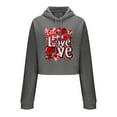 thumbnail image 3 of Valentine's Cropped Sweatshirt for Women Funny Love Heart Graphic Hoodies Long Sleeve Pullover Shirts Tops (M, Dark Gray), 3 of 6