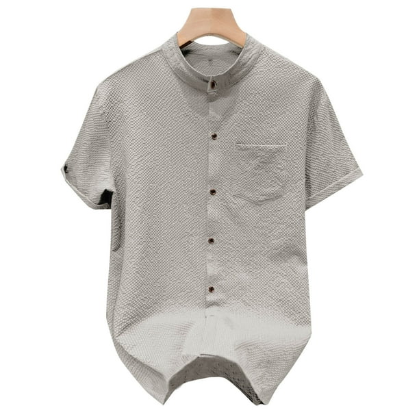 pstuiky camisetas de hombre, Camisa casual de manga corta para hombre, estilo bolos vintage, estilo playero cubano, con botones, para verano camisas casuales para hombre l