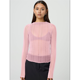 thumbnail image 4 of Camisetas de Larga Transparentes para Mujer, de Transparente, Ajustadas, con Ribete Festoneado, Blusas y Conjuntos Superiores Rosa M, 4 of 9