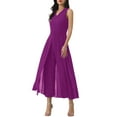 thumbnail image 4 of INSPIRE CHIC Women's Wide Leg Jumpsuits Chiffon V Neck Cocktail Sleeveless Jumpsuit S Purple, 4 of 6