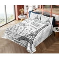thumbnail image 4 of Ambesonne Black White Fitted & Top Sheet Set with Shams, Bonjour Croissan Coffee, Black White, 4 of 5