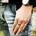 thumbnail image 6 of Emma Manor EM Titanium Steel Ring 6mm Tire Tread Grooved Design Ring for Men, Size 7-11, 6 of 6