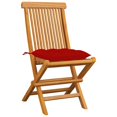 thumbnail image 3 of vidaXL Chaises de Jardin avec Coussins Rouges 8 Pcs Bois de Teck Massif, 3 of 12
