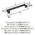 thumbnail image 6 of Amerock Lintel 6-5/16 inch (160mm) Center-to-Center Matte Black Cabinet Pull, 6 of 7