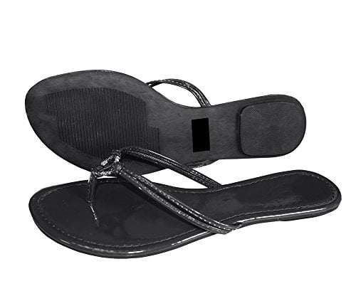 black thin strap flip flops