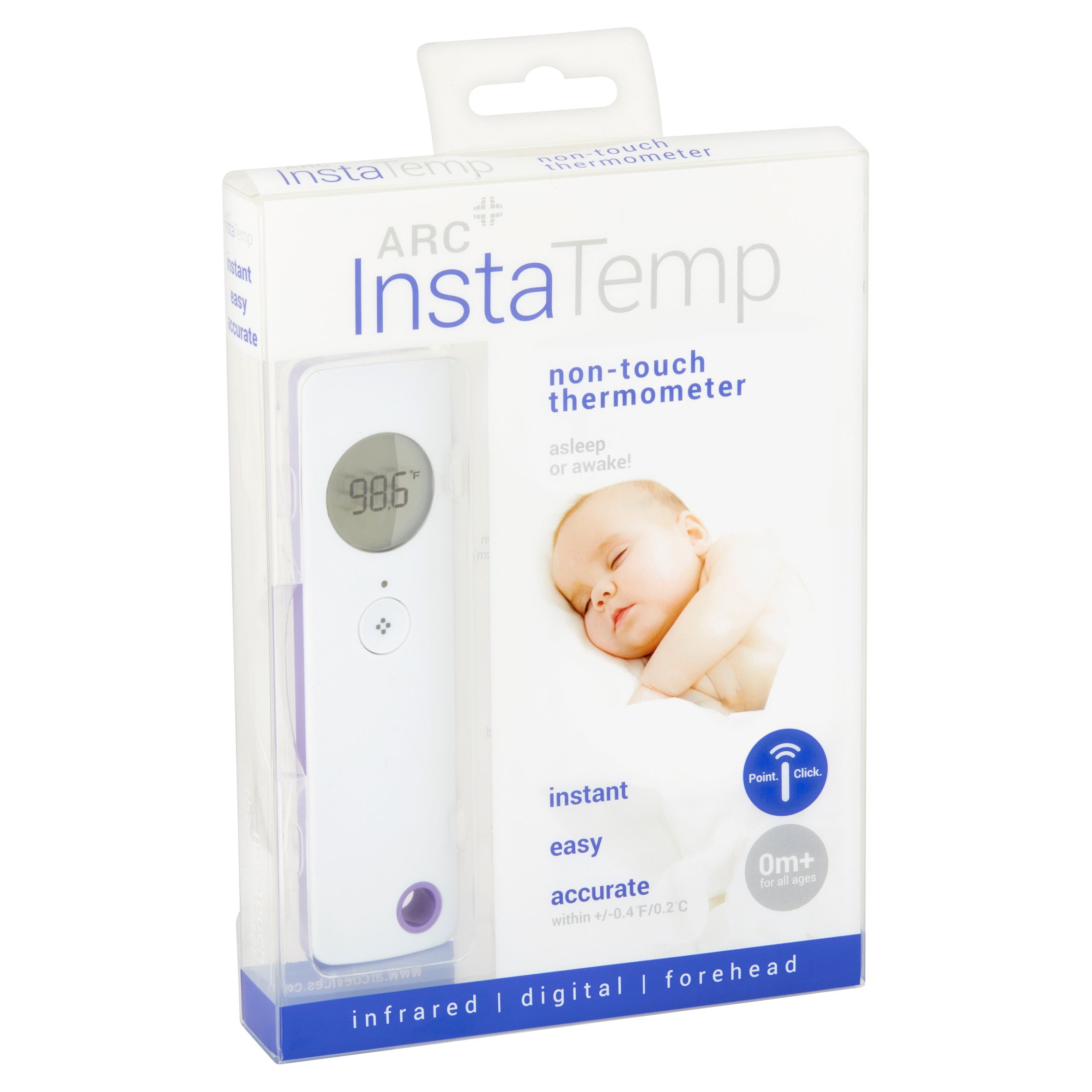 ARC InstaTemp Non-Touch Thermometer Asleep or Awake Point //Click 0m+ all ages
