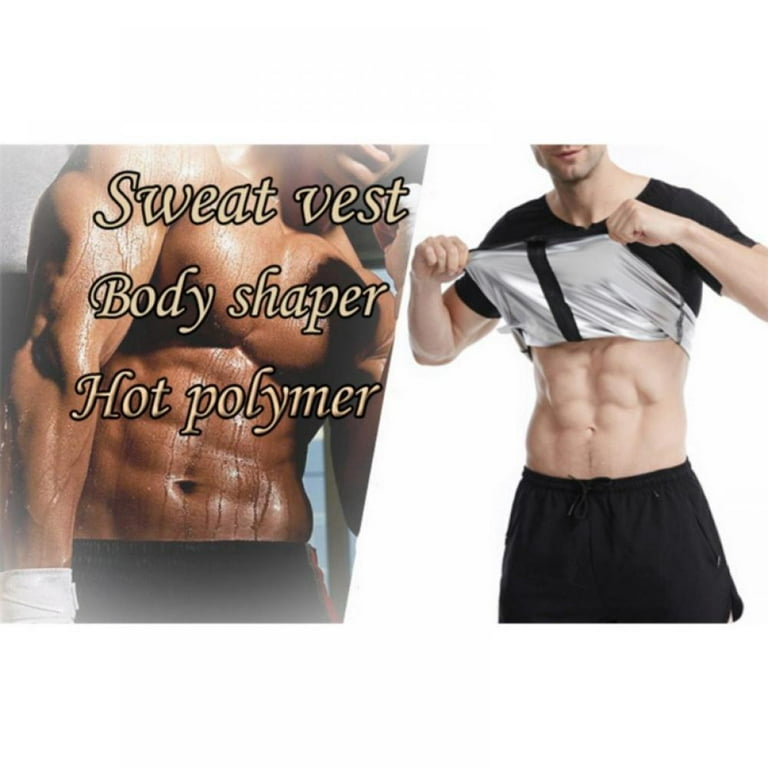Men Sweat Sauna Vest Waist Trainer Suit Hot Polymer Shirt Workout Zipper  Body Shaper