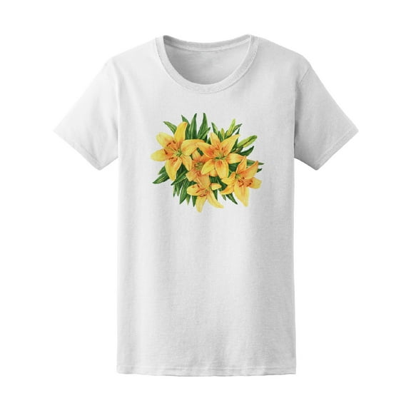 Watercolor Yellow Lilies Botanic Tee Women's -Image by Shutterstock