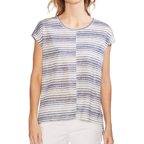 Vince Camuto Womens Misaligned Pullover Blouse, Blue, X-Small