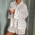 thumbnail image 2 of Pijama estampado de manga larga europeo y americano, pantalones cortos holgados de manga larga divididos, traje para el hogar para mujeres, 2 of 6