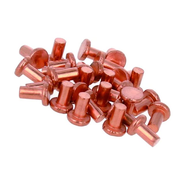 HUGFEGWE Flat Head Solid Copper Rivets Nuts Copper Flat Head Semi-Tubular Rivets for Household Automobile Industry Brass Tone 3x5mm 100PCS CJB91-25892