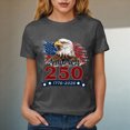 thumbnail image 5 of mgoYE Women T-Shirts Loose Fit Womens 250th Anniversary Patriotic July 4th T-Shirt – USA 1776-2026 O-Neck T-Shirt(Grey,L), 5 of 5