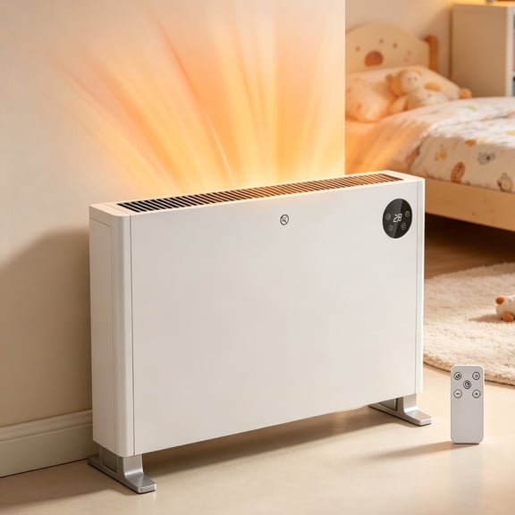 EuKer Convection Space Heater, 1500W Freestanding Electric Panel Heater with Remote Control, 24H Timer & Child Lock for Indoor Use, White