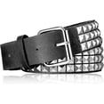 thumbnail image 1 of Cinturón con tachuelas Metal Punk Rock Rivet Belt Punk Leather Belt Threads Studs Goth Belt con Pyramid Studs para mujeres y hombres, 1 of 5