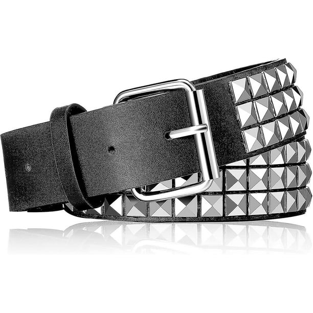 Cinturon con tachuelas Metal Punk Rock Rivet Belt Punk Leather Belt Threads Studs Goth Belt con Pyramid Studs para mujeres y hombres Walmart en linea