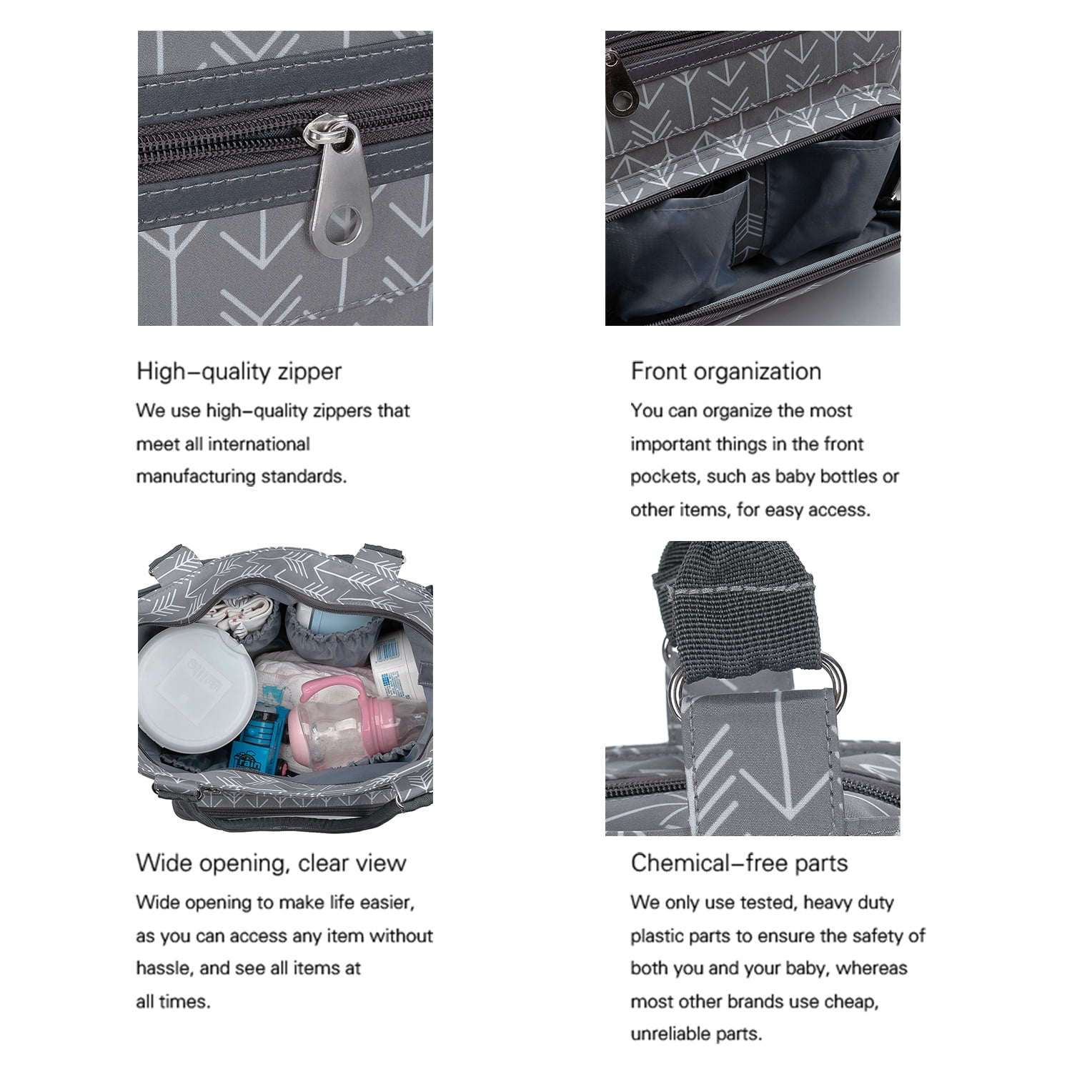Baby Diaper Bag Backpack Set - Includes Changing Pad, Pacifier Case & Stroller Straps,Large Travel Tote for Girl or Boy, Complete Newborn Essentials Gift Set