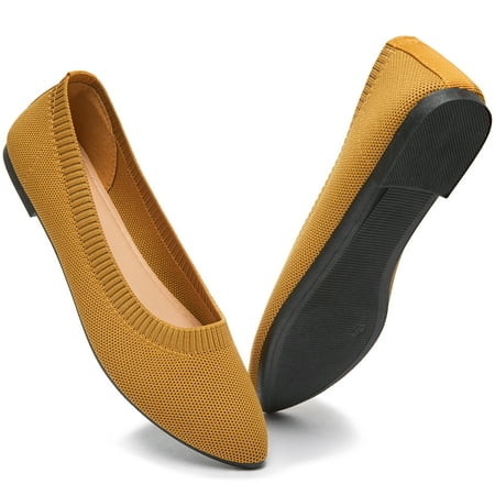 

AOMAIS Women s Ballet Flats Pointed Toe Flats Mesh Slip On Shoes Fashion Lady shoes Classic Loafer Flats(Yellow US7)