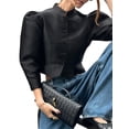 thumbnail image 3 of Women'S Elegant Solid Single Breasted High Street Jacket for Party and Chic Outwear Black L, 3 of 9