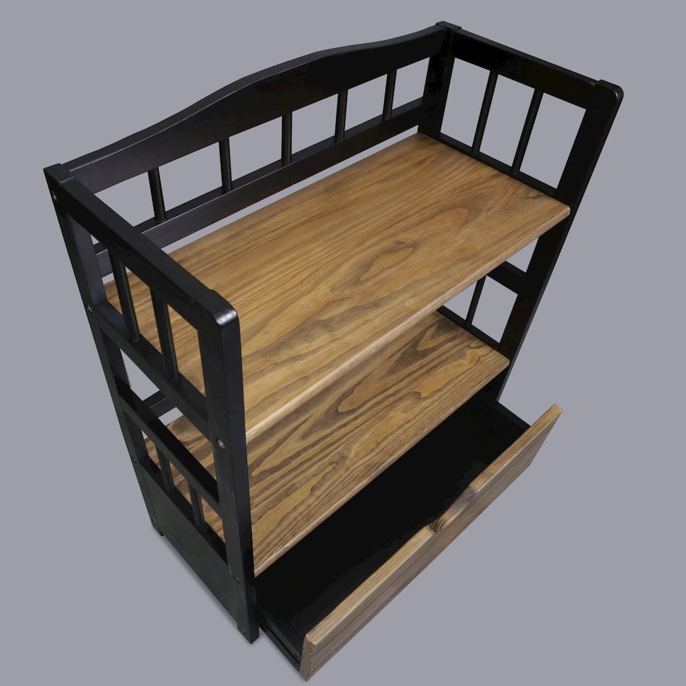Casual Home Solid Wood 2-Tier Small Bookshelf with Drawer