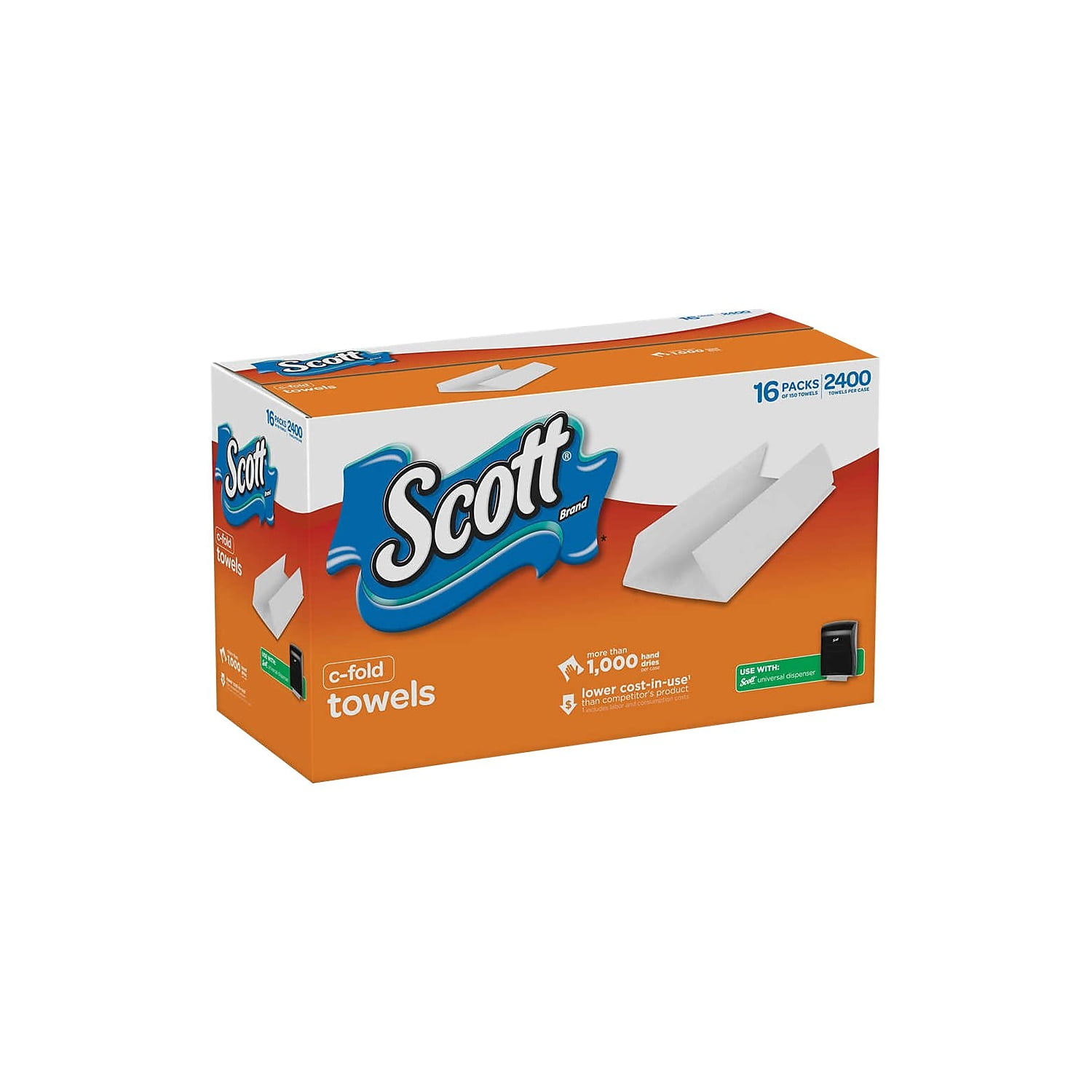 KIMBERLY CLARK C-Fold Paper Towels 13 1/5 x 10 1/10 White 150/Pack 16 Packs/Carton 08030