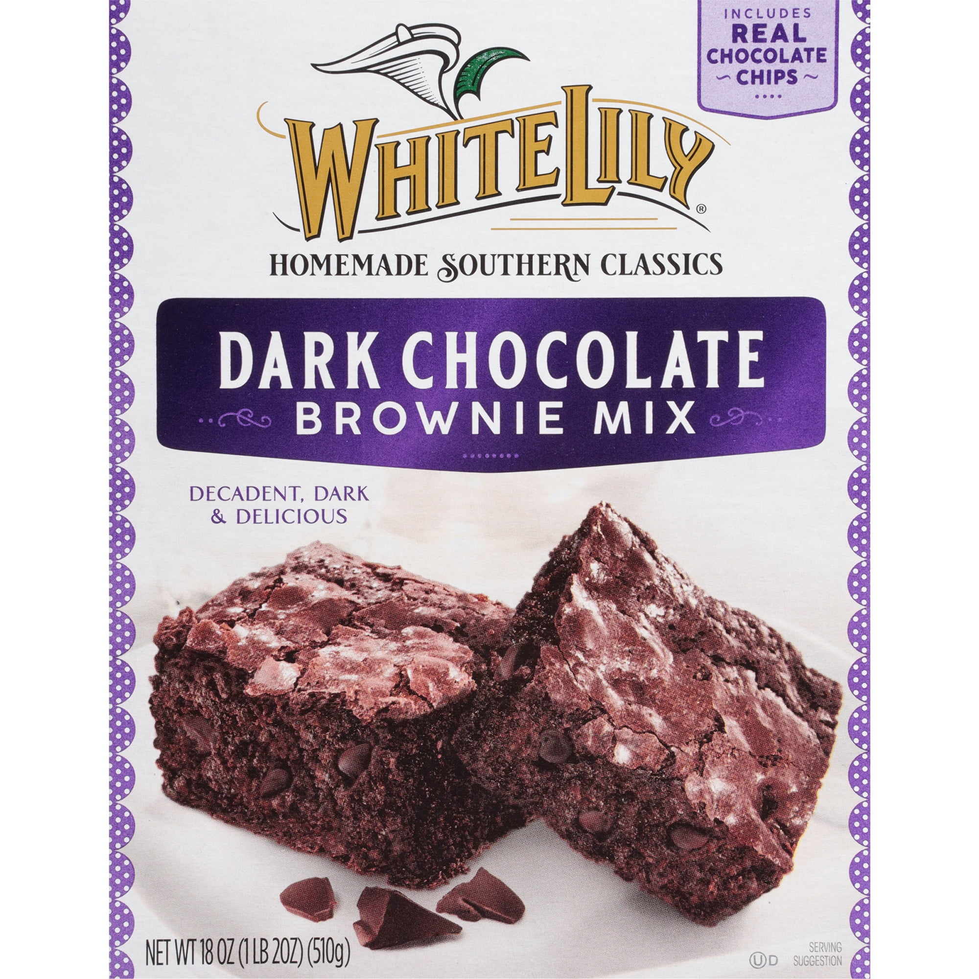 (6 pack) White Lily Dark Chocolate Brownie Mix, 18 oz Box