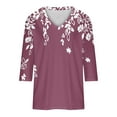 thumbnail image 4 of Blouses pour Femmes, Blouses pour Femmes Mode, T-Shirt Imprimé Mode Femmes Manches 3/4 Blouse Col en V Hauts Décontractés, 4 of 5