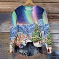 thumbnail image 3 of Hauts de Noël pour Femmes, Chandail en Molleton Sans Capuche à Imprimé Coloré de Noël, Coupe Ample, Manches Longues, Col Rond, Hauts de Noël pour Femmes, 3 of 6