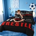 thumbnail image 4 of meiyoeat Wrestle Sport 7-Piece Twin Bedding For Boys,Modern Minimalist Style Bedding Comforter Set For Kids,Black Reversible, 4 of 7