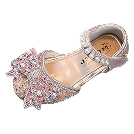 

B91xZ Toddler Girl Sandals Children Girls Flat Pearl Shoes Bow Princess Shoes PU Leather Solid Color Girls Casual for Toddler/Little Kid/Big Kid Sizes 21