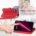 thumbnail image 5 of Nalacover Zipper Wallet Case for T-Mobile REVVL 6 5G/T Phone 5G with Handbag Wrist Strap, Embossed Pattern Premium PU Leather Cover with Card Slots Holder Magnetic Clasp Kickstand Case, Red, 5 of 8