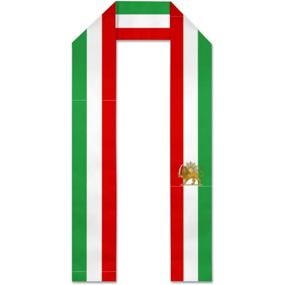 Iran Persia Flag Sun Lion 1979-1980 Graduation Stole Graduate Shawl Sash Scraf Gift For Abroad Student International Study (Square)