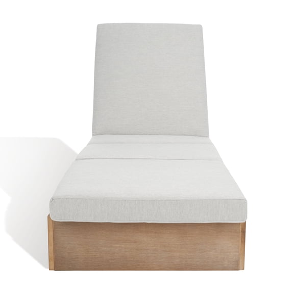 SAFAVIEH Vincent Wood Outdoor Chaise Lounge, Natural/White