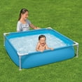 thumbnail image 4 of Bestway: My First Frame Pool - Blue - 48x12" Square Mini Kiddie Wading Pool, 96Gal, Outdoor Water & Splash Play, Corrosion-Resistant Metal Frame, Kids, 4 of 7