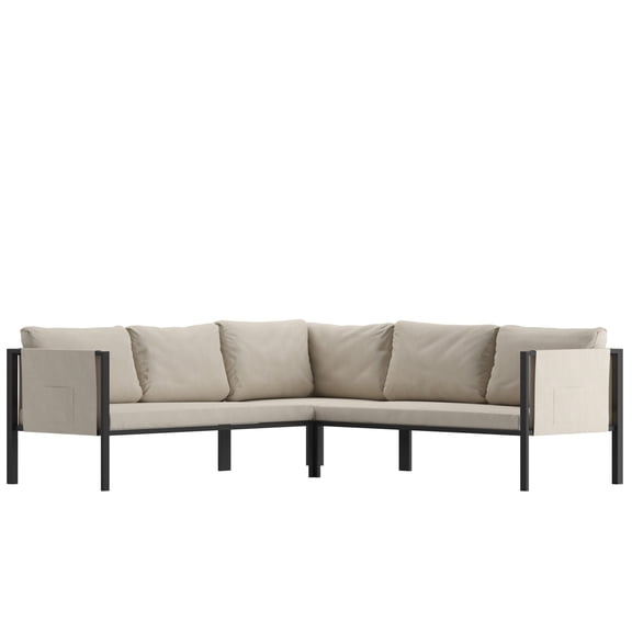 Flash Furniture Lea Series Steel Patio Lounge Sectional - Beige