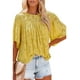 thumbnail image 1 of Camisa de Media manga Minnieouse para mujer, jersey con volantes, blusa de encaje estético, amarillo, talla XXL, 1 of 5