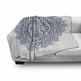 thumbnail image 2 of Blue Mandala Soft Flannel Fleece Blanket, Detailed Intricate Meditative Floral Inspired Circular Motif Pattern, Cozy Plush for Indoor and Outdoor Use, 50" x 60", Night Blue and White, by Ambesonne, 2 of 5
