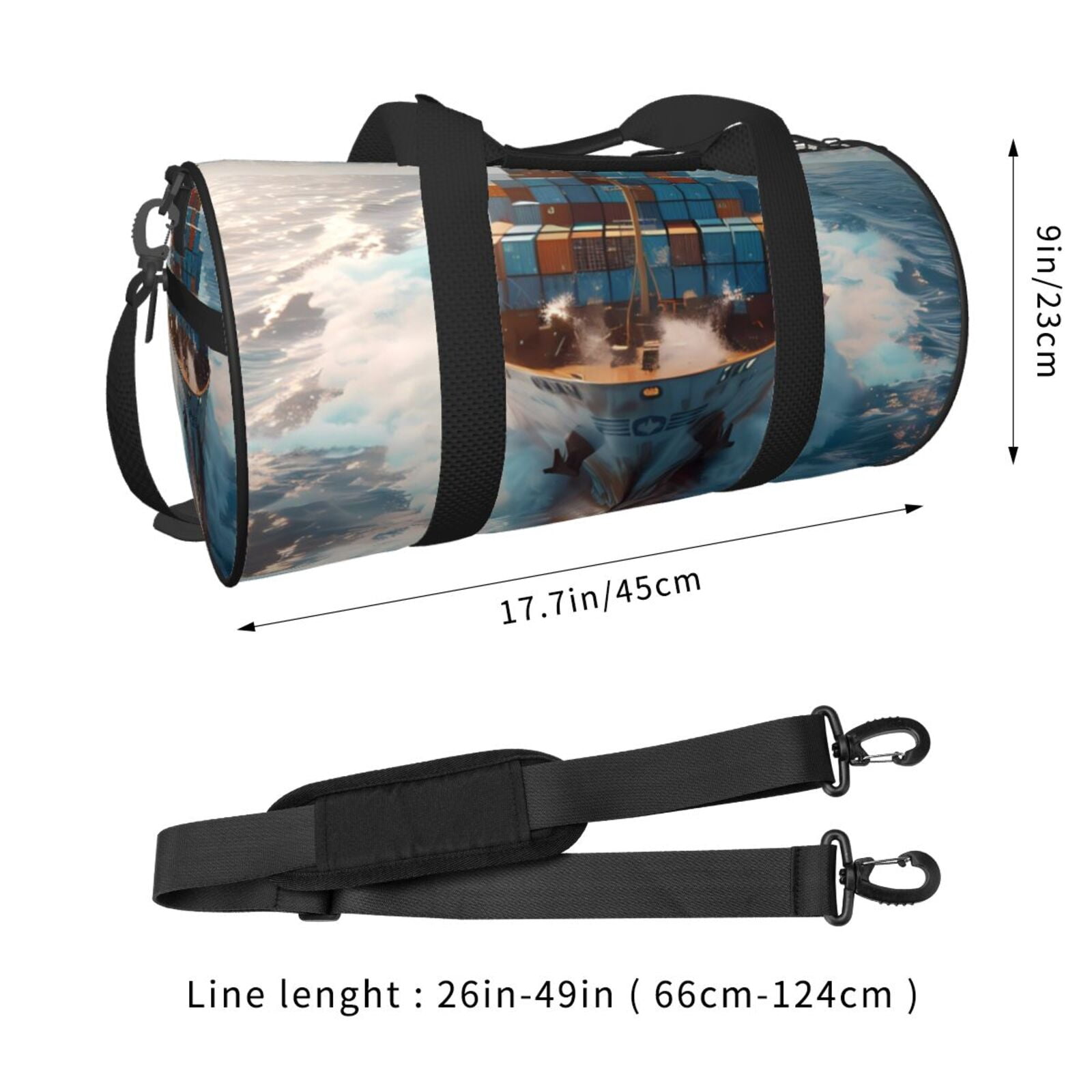 Vsdgher Cargo Ship At Sea 45L Foldable Duffel Bag, Sports Gym Bag,Overnight Bag, Portable Weekender Bag for Airplanes
