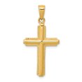 thumbnail image 1 of Pendentif Croix en Or Jaune 14K avec Bordure Rayée, 1 of 2