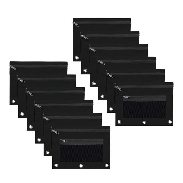 QTOCIO 12 Pcs Cartable en Tissu à Oeillets B5 Sac de Rangement de Bureau pour Dossiers avec Trois Trous et Trousse à Fermeture Éclair