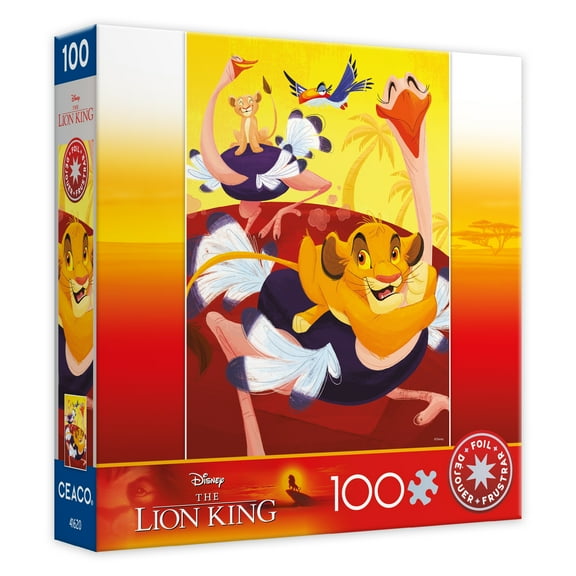 Ceaco Kids Entertainment Deluxe Ostrich Race Foil 100-Piece Interlocking Jigsaw Puzzle for Children Ages 6